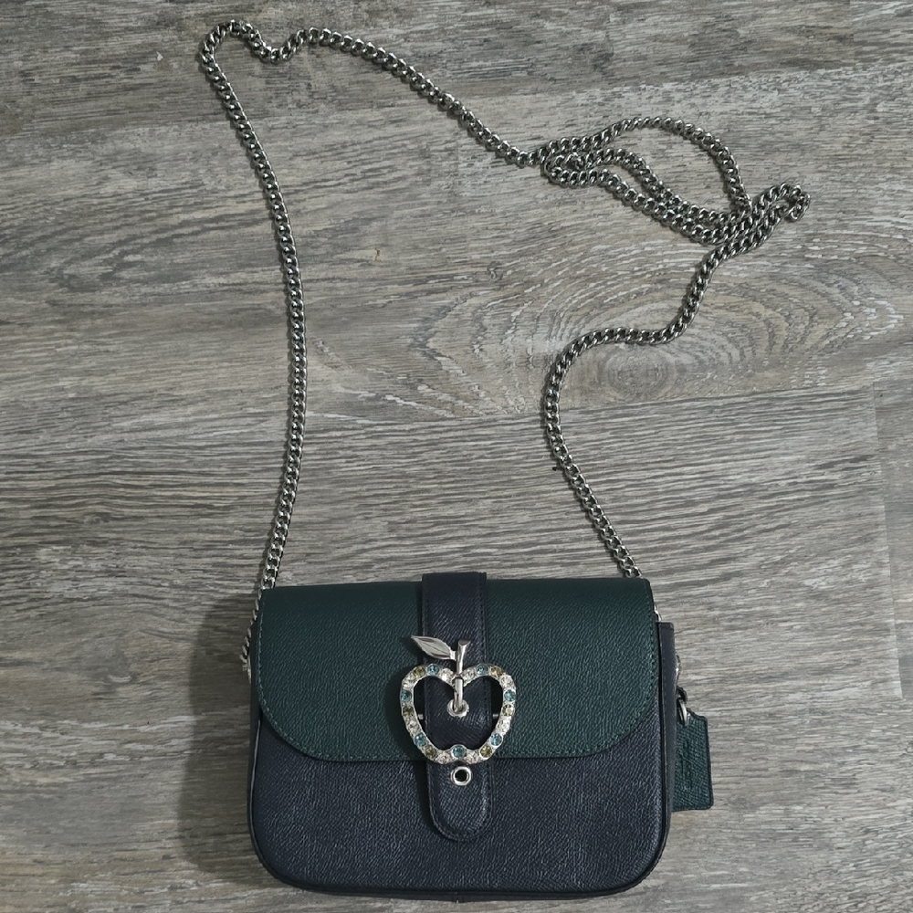 Coach Green and Black Crossbody Bag with Chain Strap